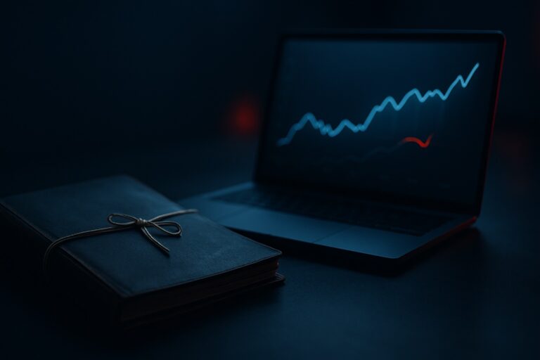 Old supplier contract folder next to a laptop showing a market price gap.