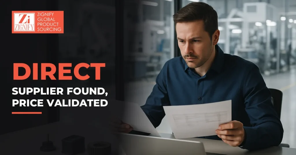 Sourcing manager comparing supplier quotes in a factory office