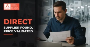 Sourcing manager comparing supplier quotes in a factory office