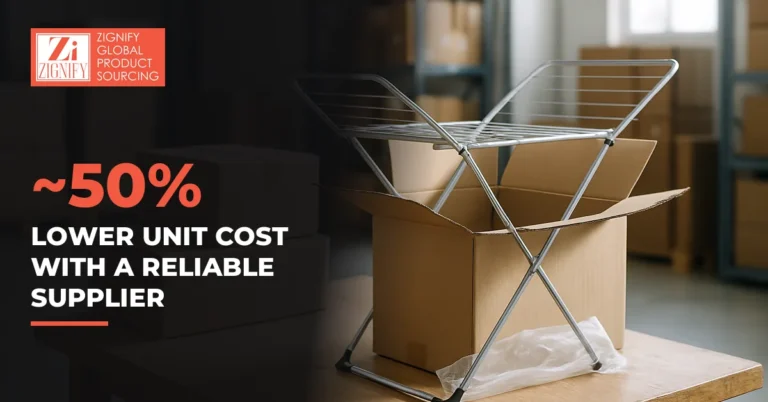 Clothes drying rack unboxed for a sample check