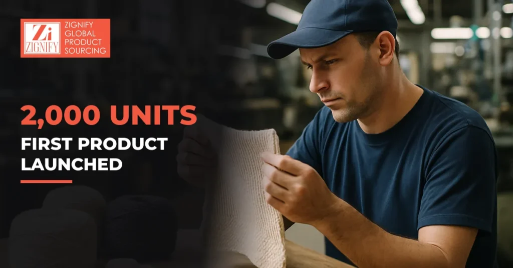 Knitted product sample inspected at the factory